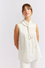 Load image into Gallery viewer, Alessandra  Pussy Bow Sleeveless Top Ivory