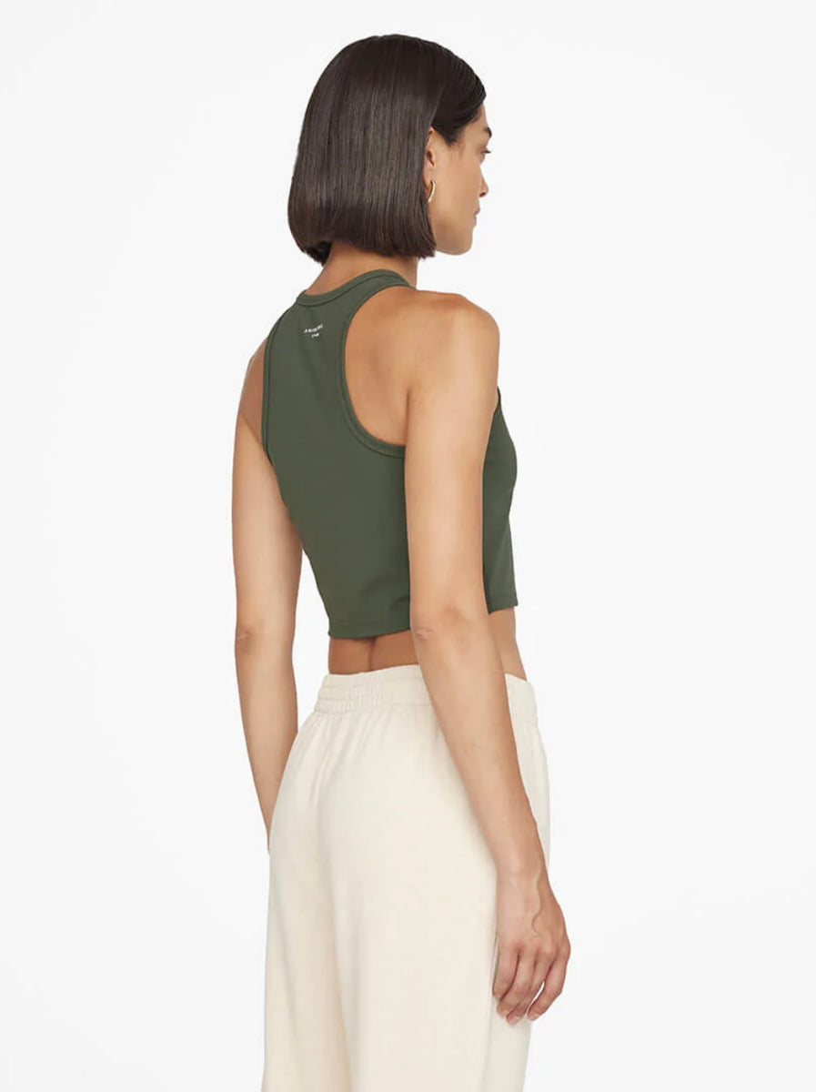 Anine Bing Brett Tank in Dark Olive Deluxe Lorne