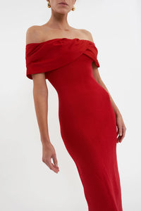 Rebecca Vallance Tiamo Knit Midi Dress Red