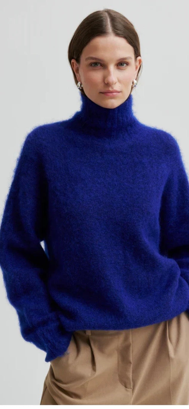 Second Female Ina High Neck Knit Mazarine Blue