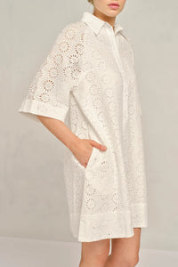 Alessandra Aurienne Linen Dress in White Posy