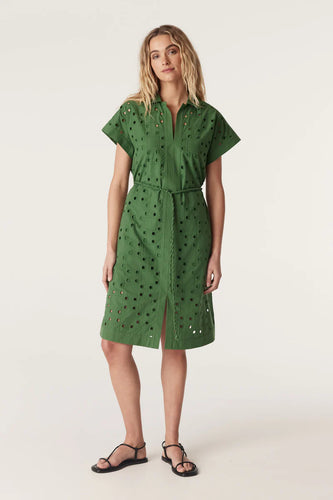 Cable Ally Embroidered Dress Green