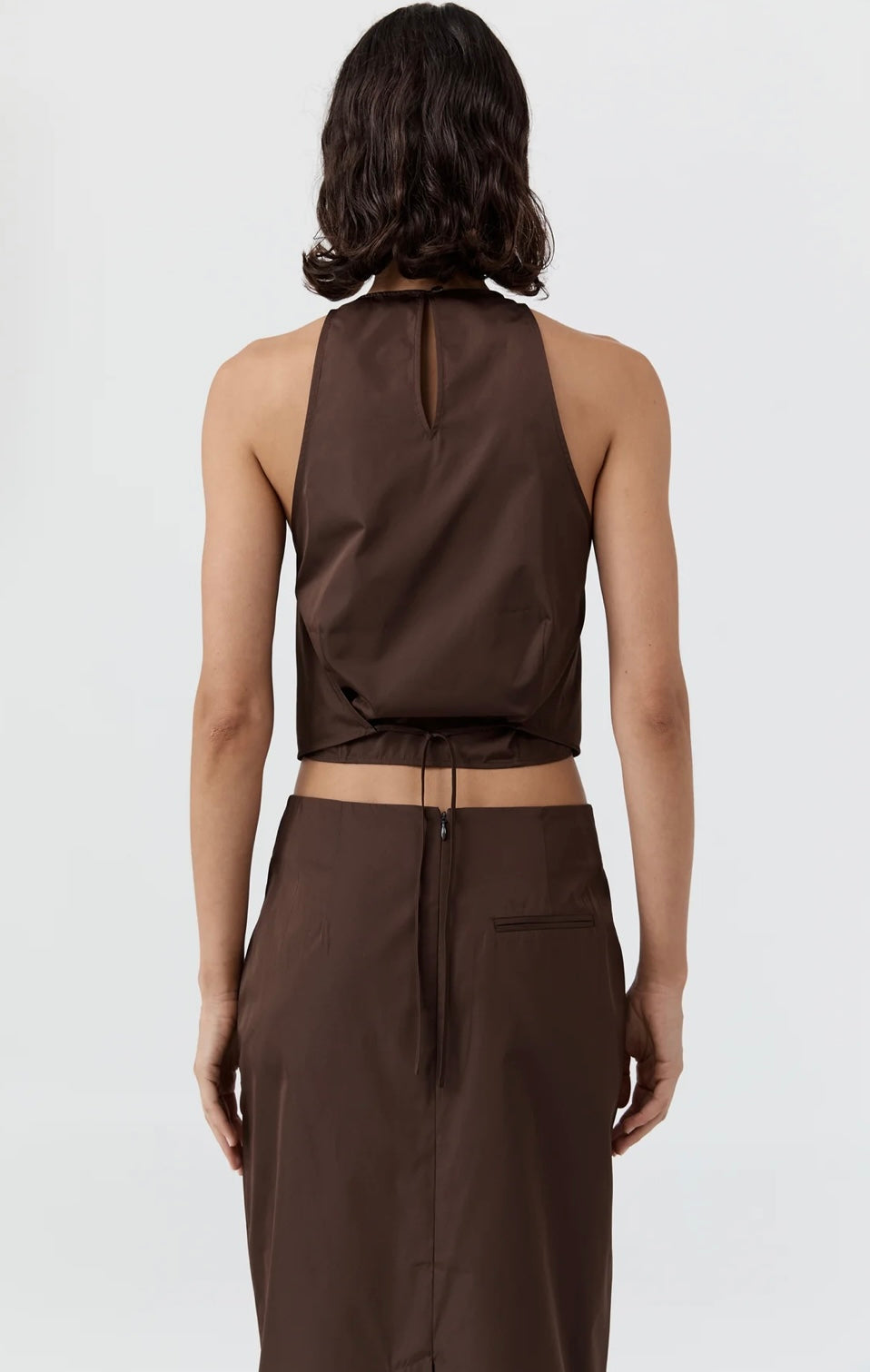 St Agni Taffeta Column Skirt Mocha