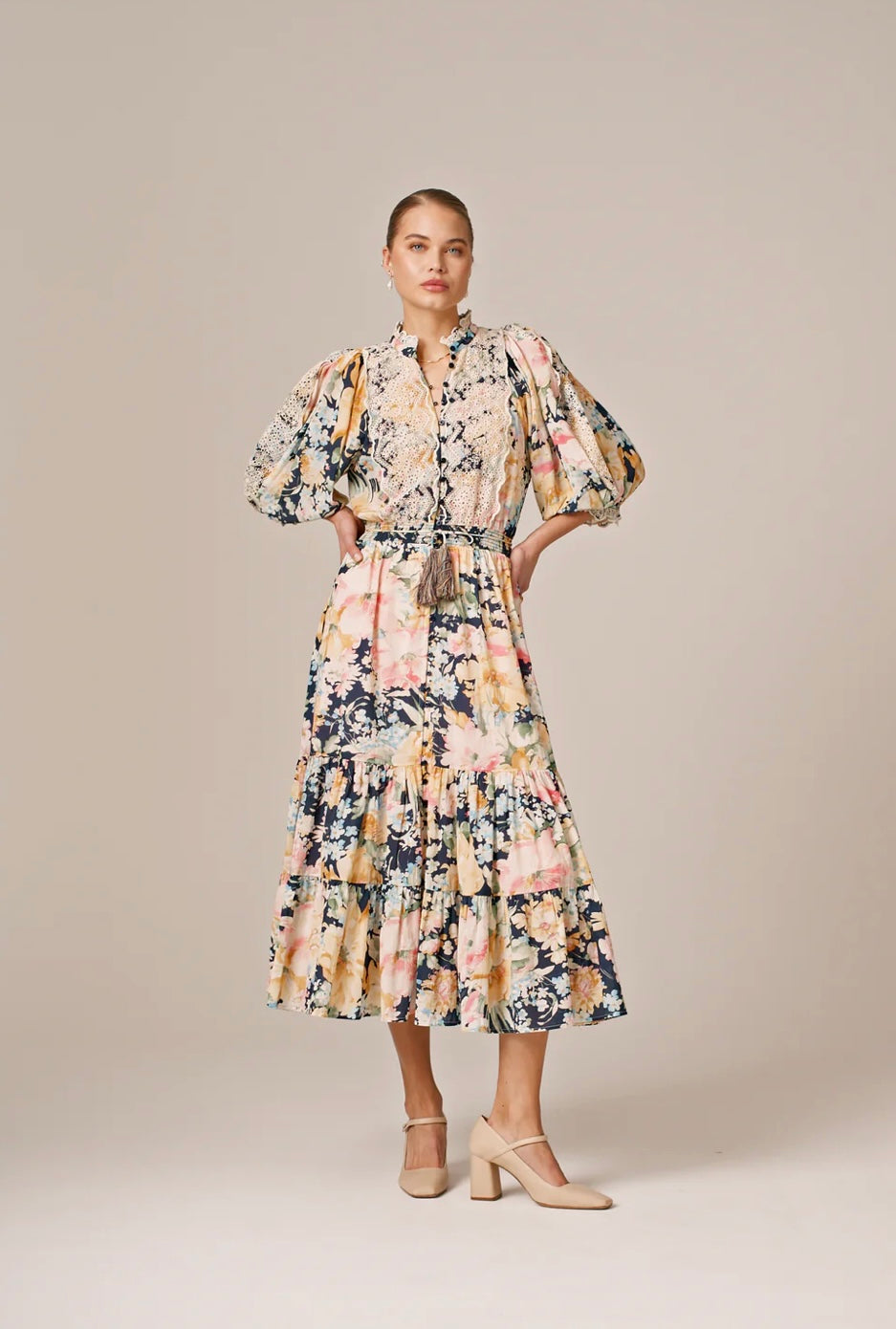 ByTimo Cotton Slub Midi Dress in Botanic