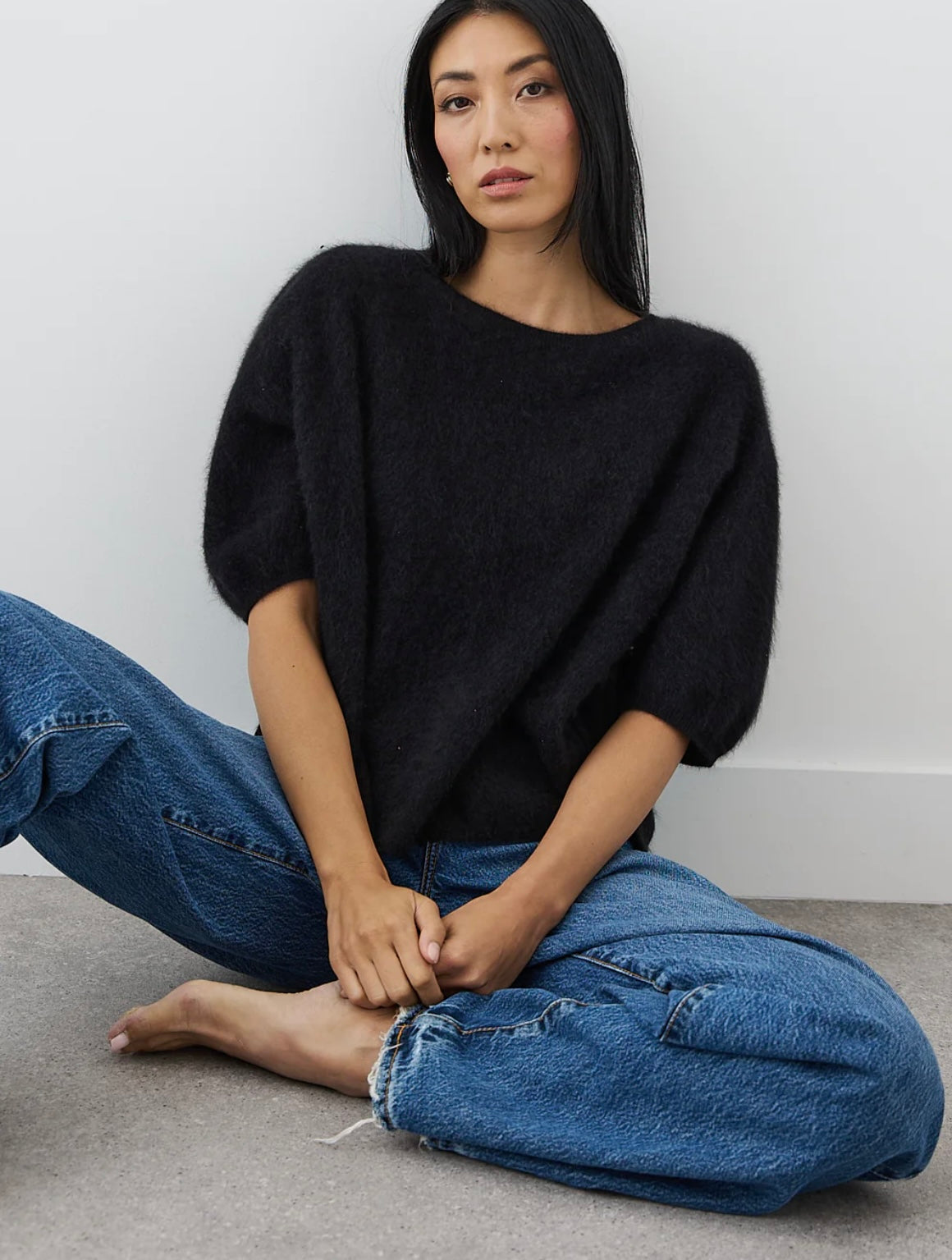 Mia Fratino Erika Tee in Mongolian Cashmere -Jet