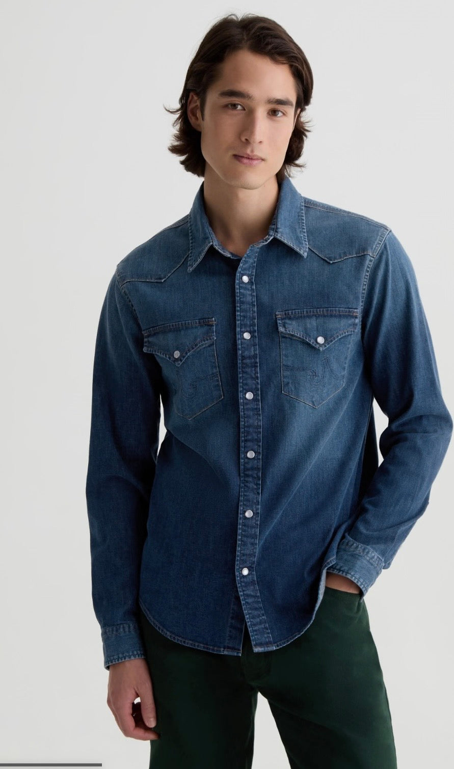 AG Huston Western Shirt in Dawn Sky