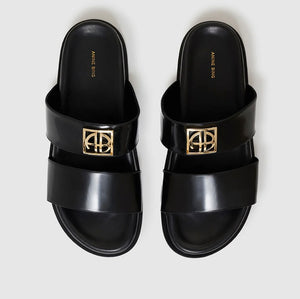 Anine Bing Parker Monogram Slides Black