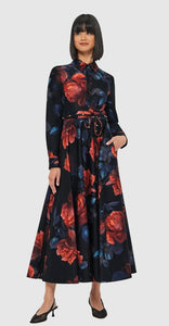 Leo Lin Zara Shirt Midi Dress Rose Print