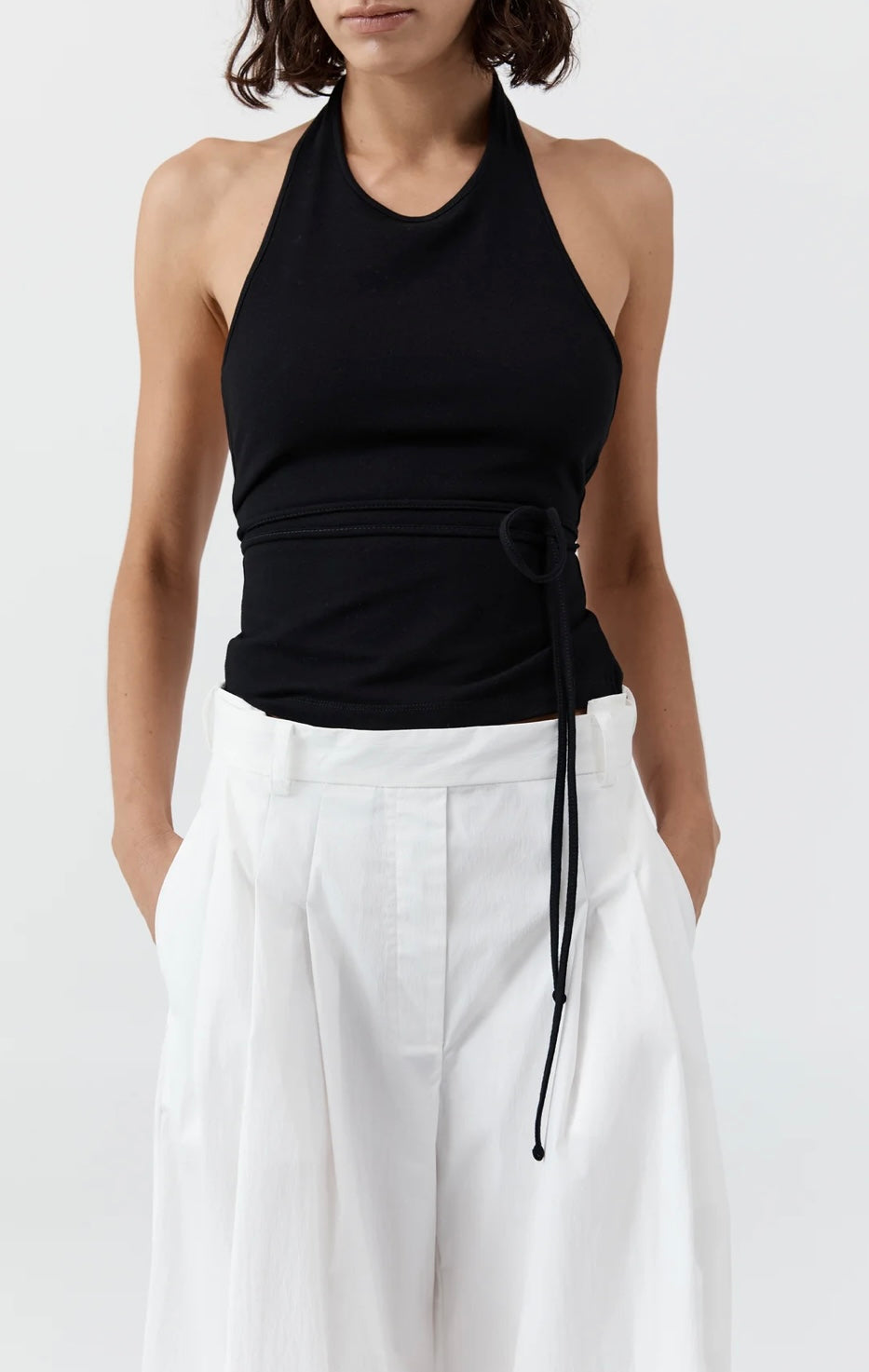St Agni Soft Jersey Halter top black