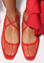 Load image into Gallery viewer, Dof Studios Isabella Ballet Flats Cotton Mesh in Pomelo Red