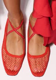 Dof Studios Isabella Ballet Flats Cotton Mesh in Pomelo Red