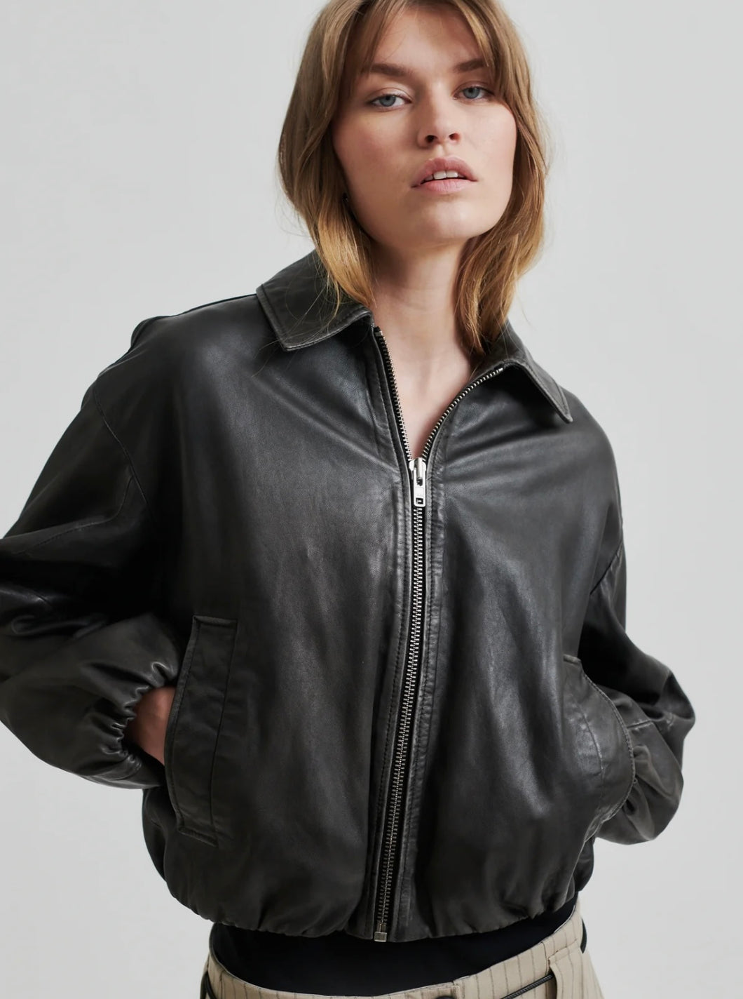 Second Female Lato Leather bomber jacket