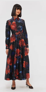 Leo Lin Zara Shirt Midi Dress Rose Print