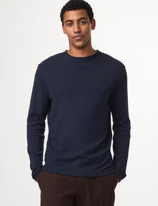 NN07 Clive Waffle Knit Tee Navy