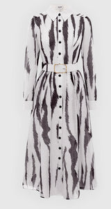 Leo Lin Veronica Shirt Midi Dress Tiger Print