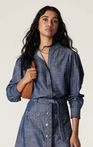 Cable Chambray Blouse Blue
