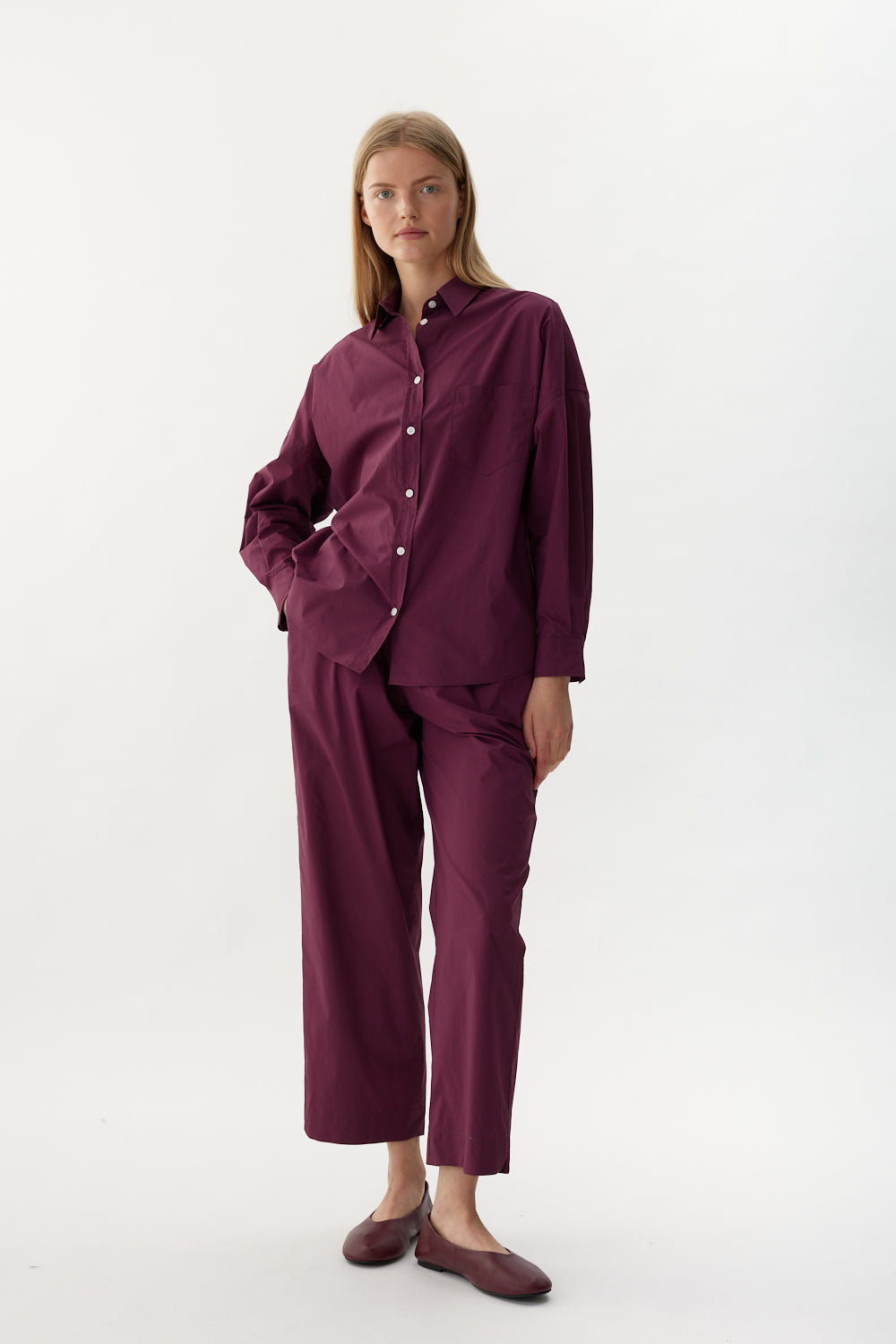 LMND Chiara Long Sleeve Shirt Cherry