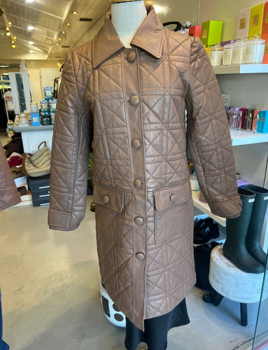 Dea Marmont quilted leather Coat Umber