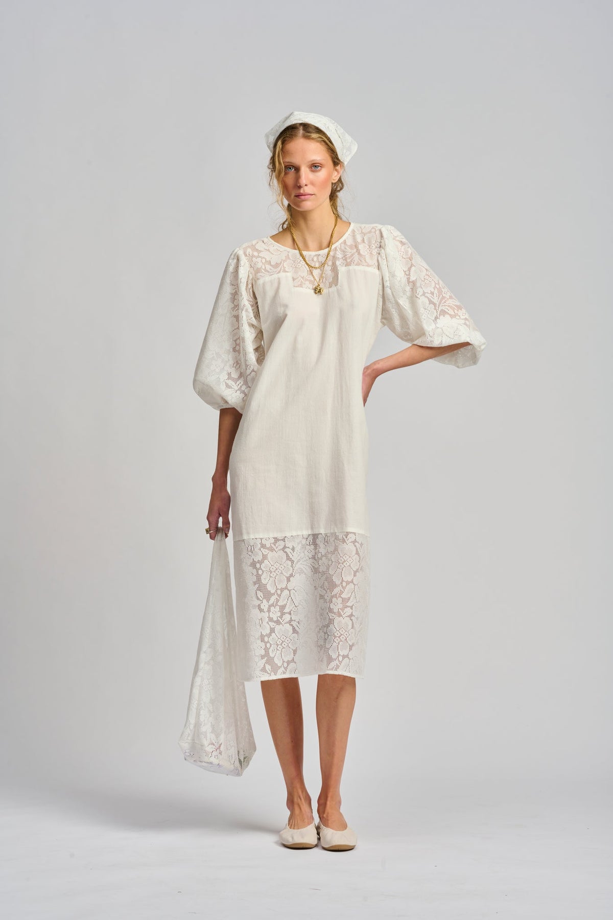 Le Stripe Le Filet Lace Dress Off White - Pre Order