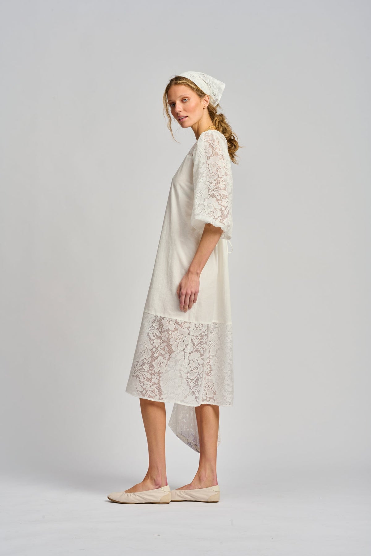 Le Stripe Le Filet Lace Dress Off White - Pre Order