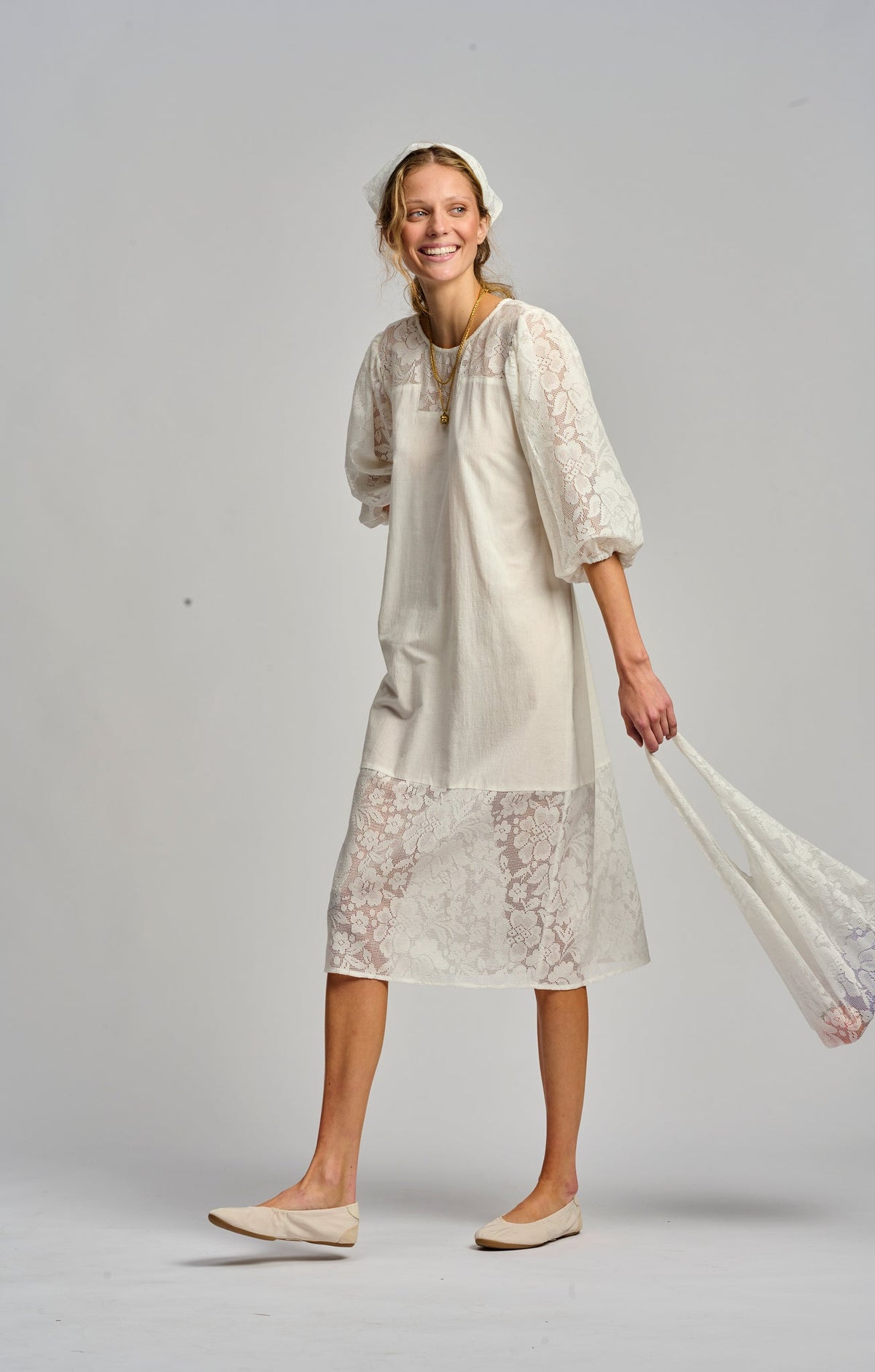 Le Stripe Le Filet Lace Dress Off White - Pre Order