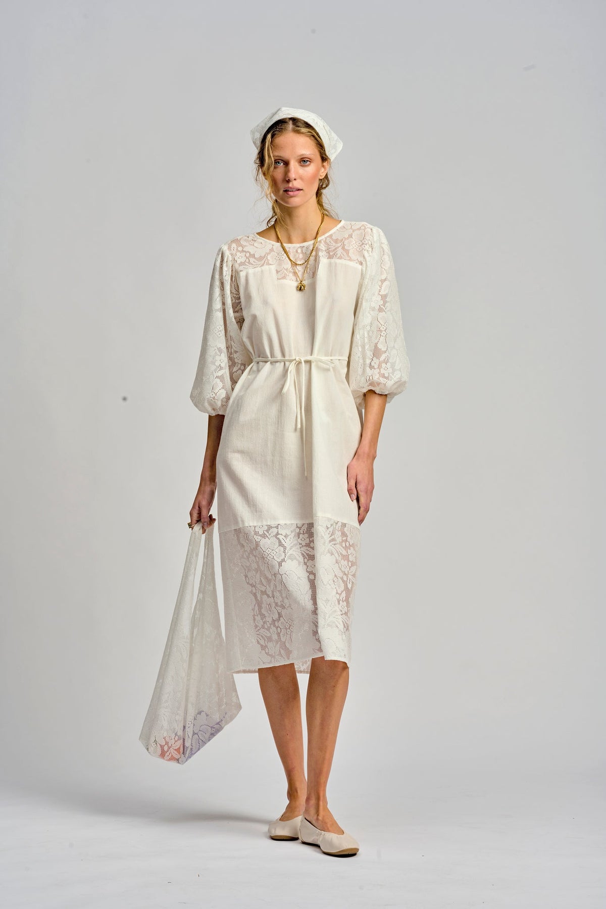 Le Stripe Le Filet Lace Dress Off White - Pre Order