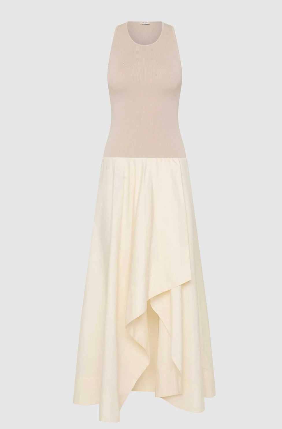 St Agni Knit Bodice Asymmetrical Dress Ecru