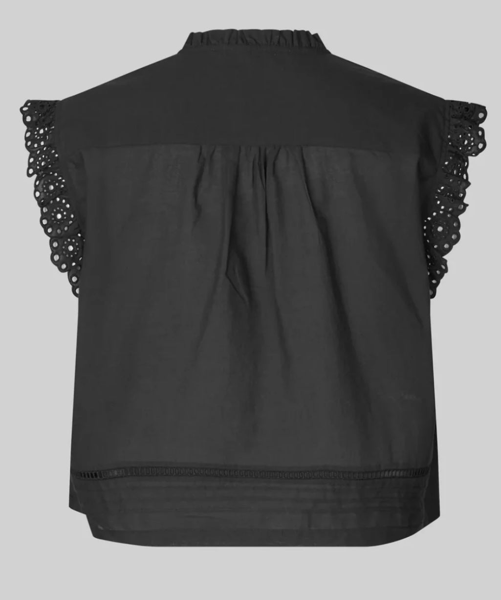 Second Female Limona Broderie Black Top