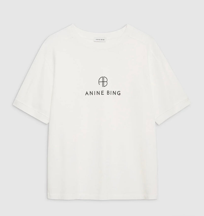 Anine Bing Jaylin Tee Monogram Ivory
