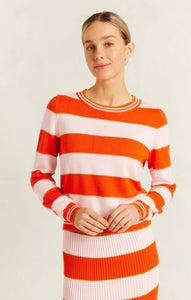 Alessandra Amalfi Cotton Knit Crew Sweater in Fiesta