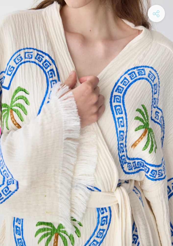 Cie Cie Midi Robe Natural Palm Trees