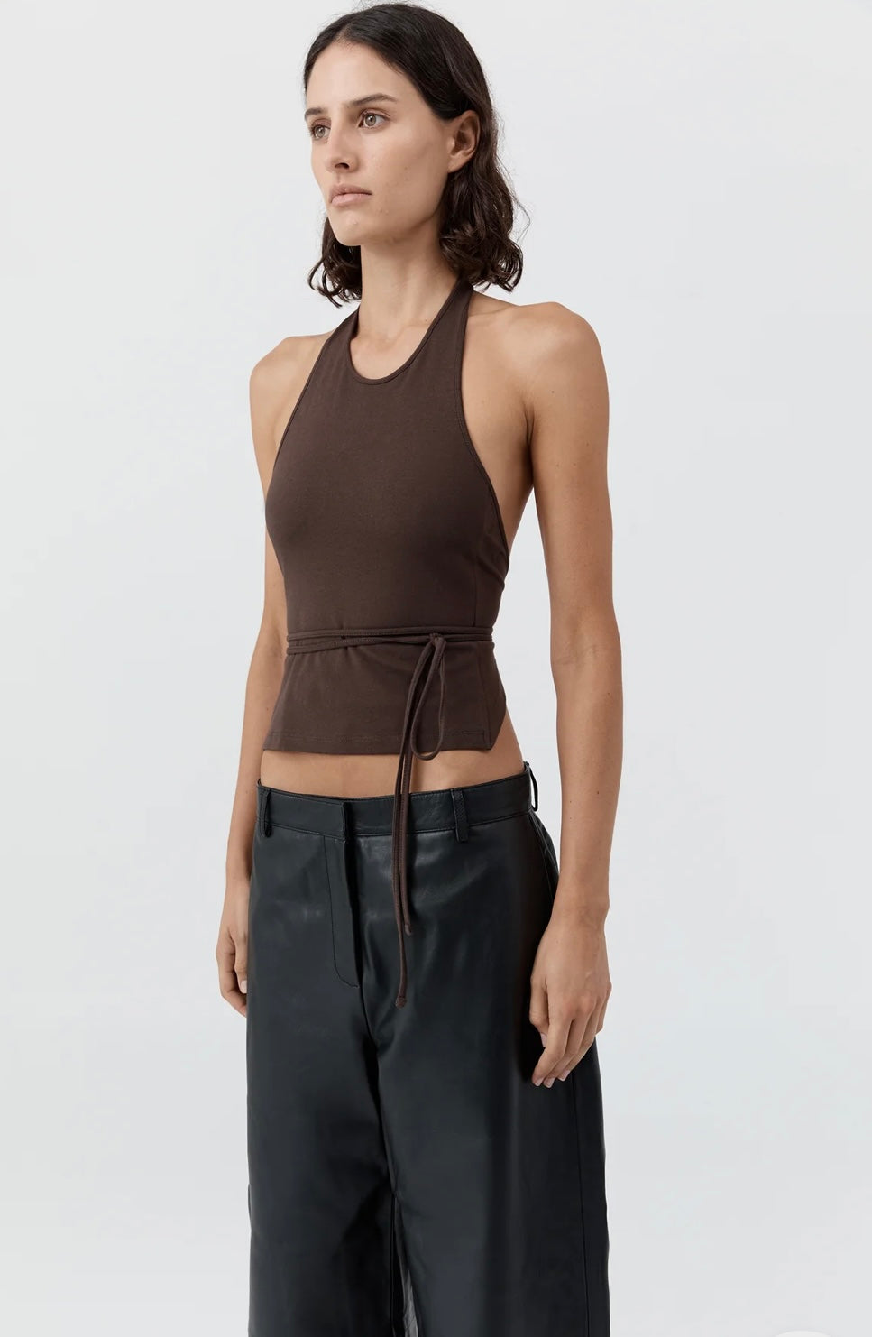 St Agni Soft Jersey Halter Top Liqueur