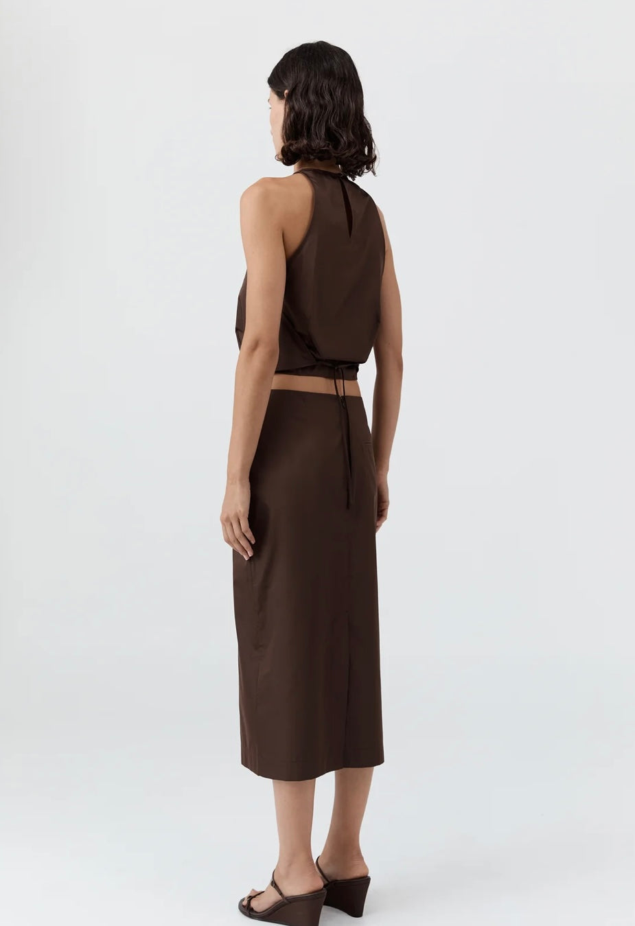 St Agni Taffeta Column Skirt Mocha