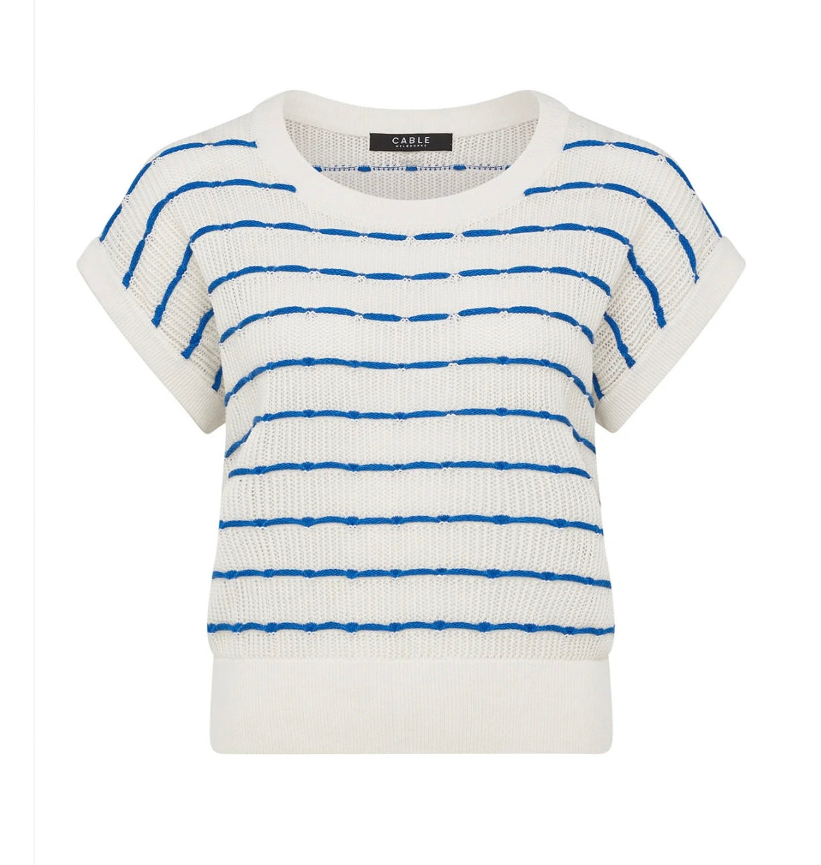 Cable Coast Knit Blue Stripe Top