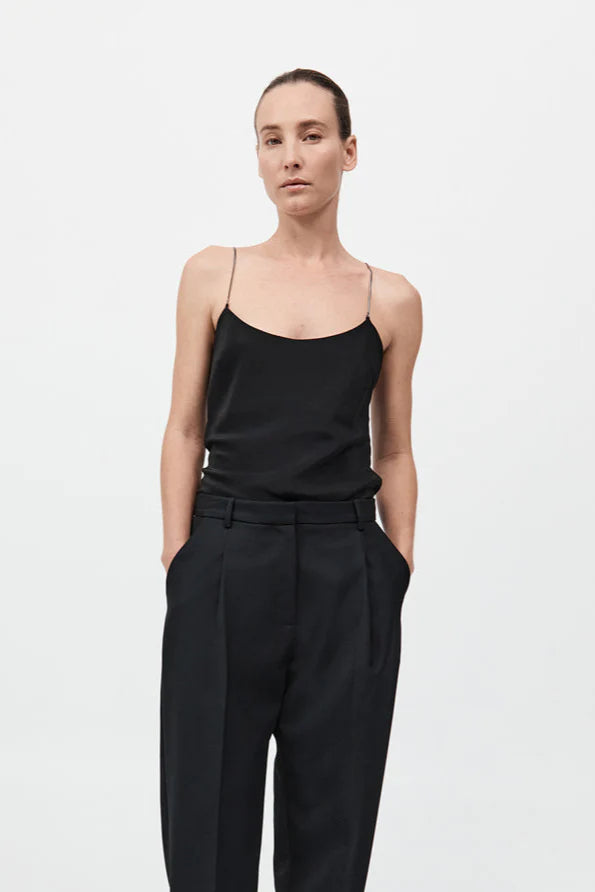 St Agni Fine Chain Silk Cami Black