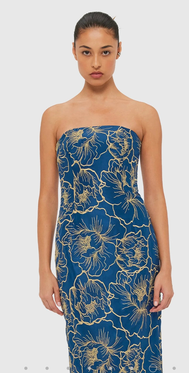 Leo Lin Rayna Bustier Dress in Marine Blue Leo Lin Rayna Bustier Dress in Marine Blue
