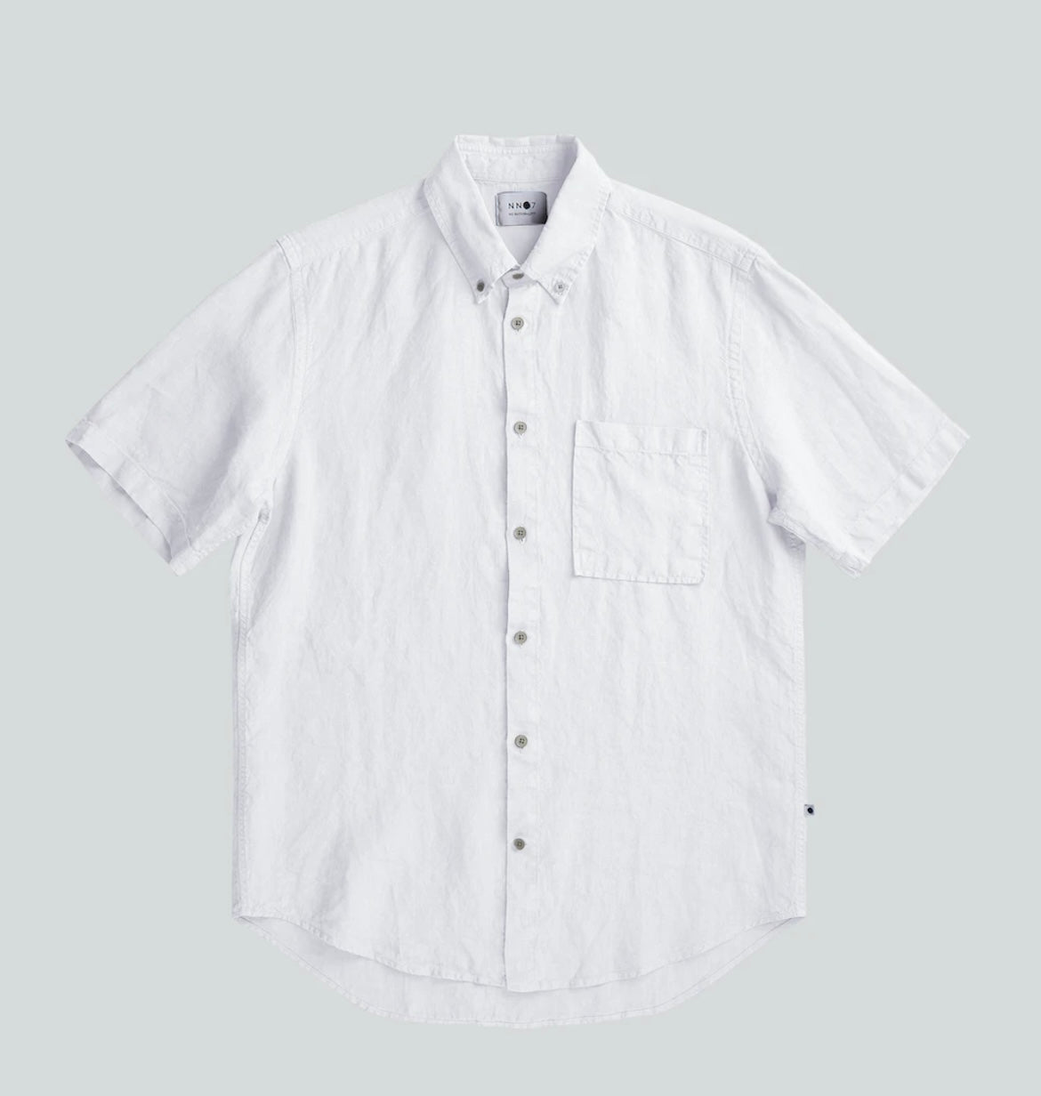 NN07 Arne White Short Sleeve Linen Shirt