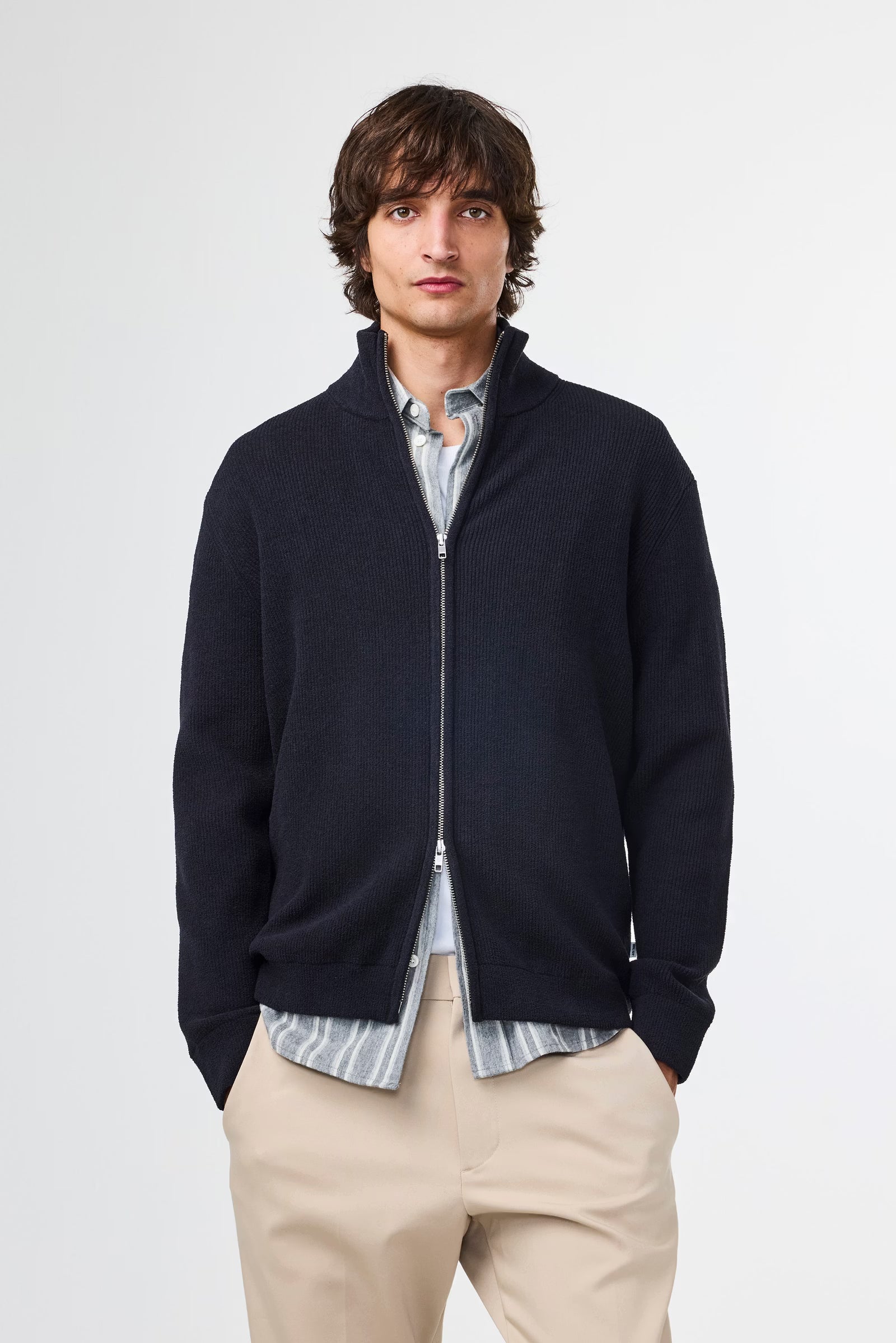 NN07 Danny Full Zip Sweater - Black