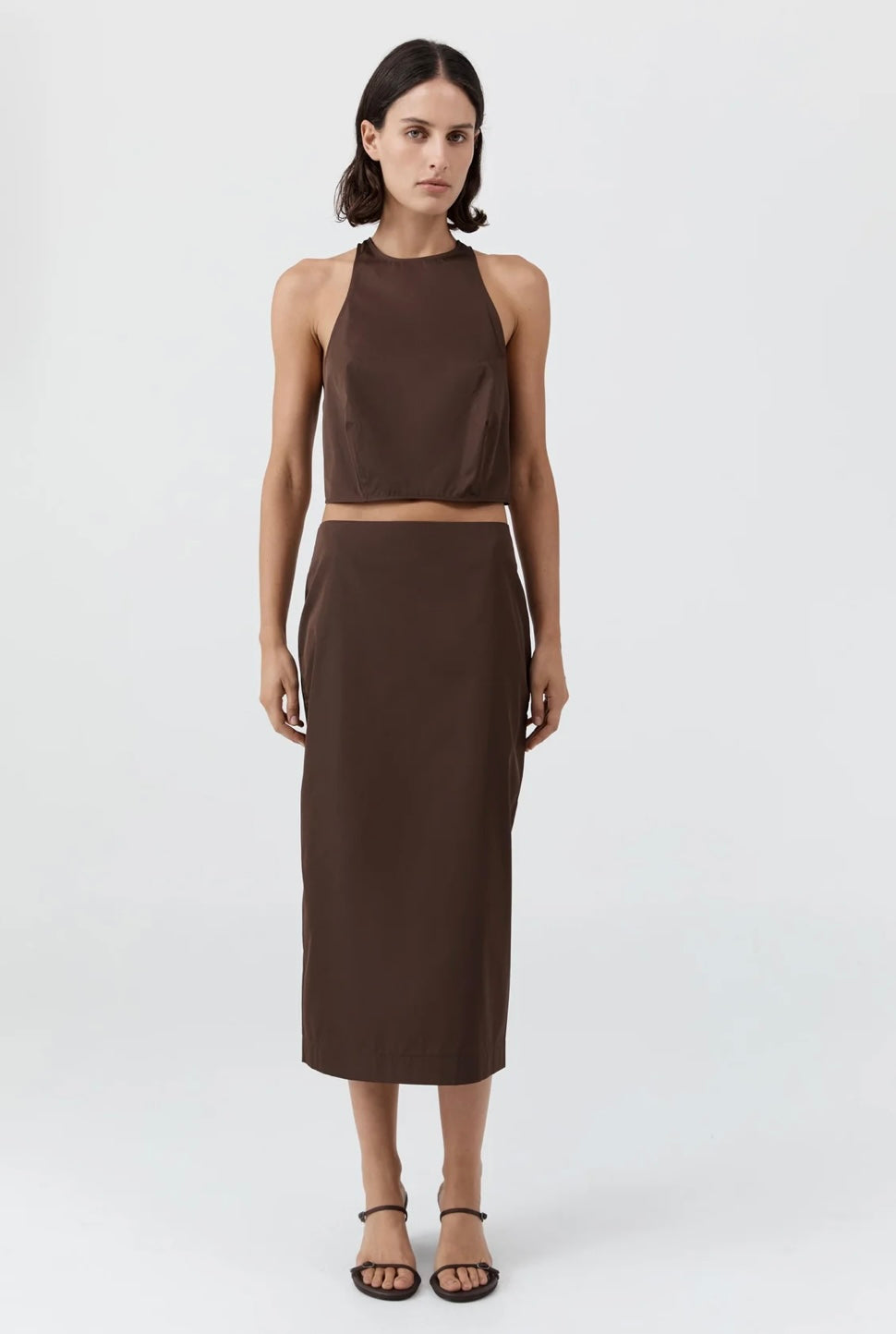 St Agni Taffeta Cocoon Top Mocha