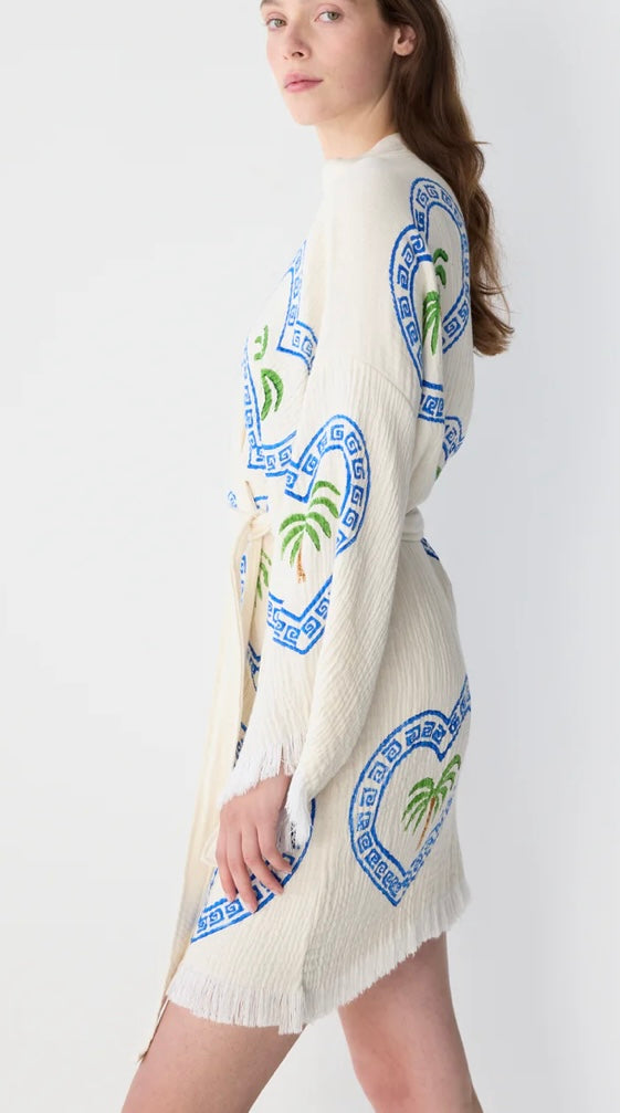 Cie Cie Midi Robe Natural Palm Trees
