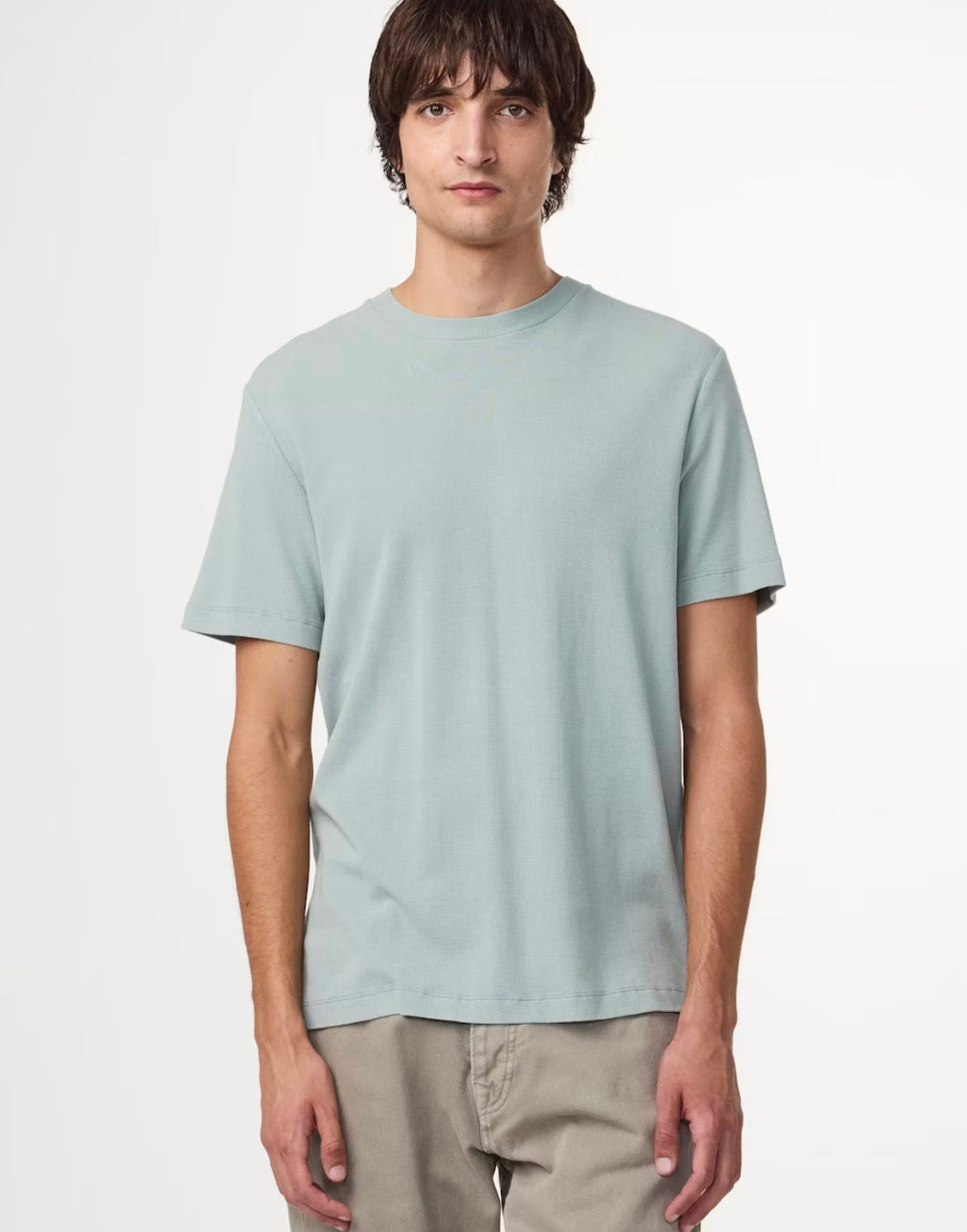 NN07 Clive waffle Knit Tee Steely Blue
