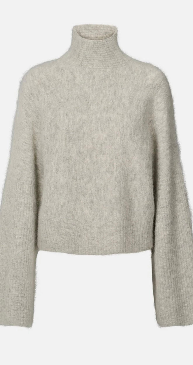 Rabens Saloner - Fluffy Boxy Sweater Light Grey