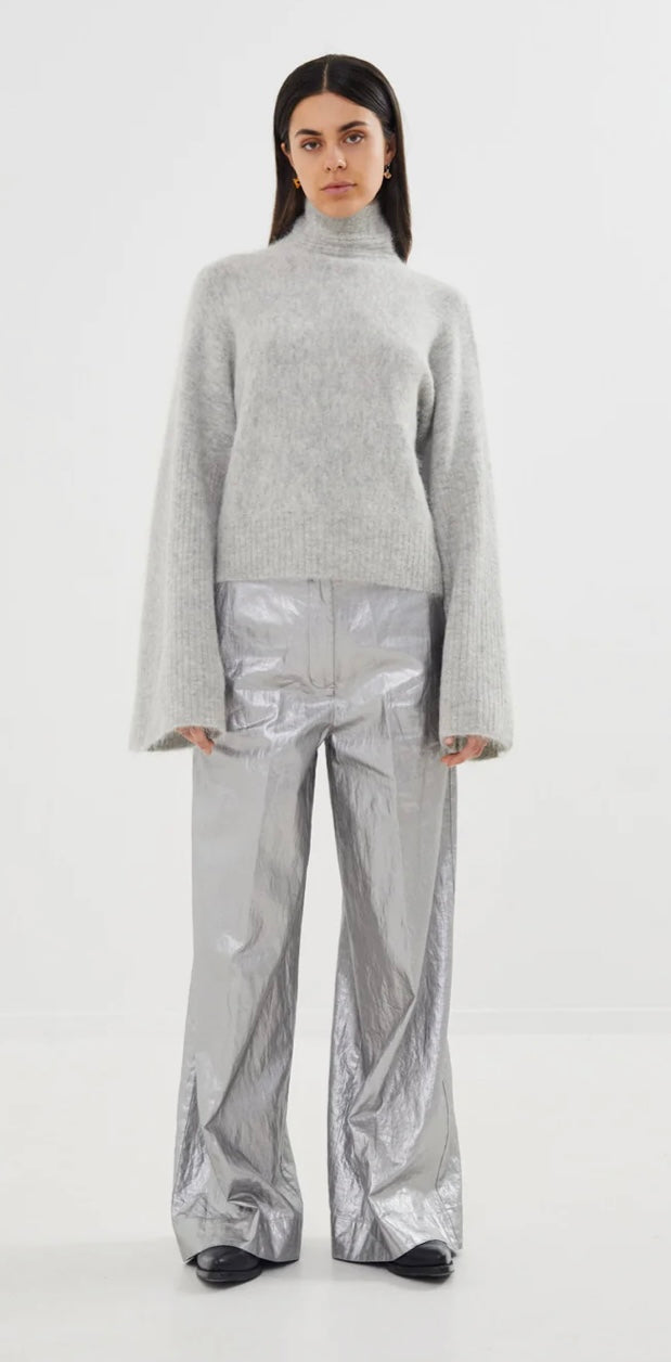 Rabens Saloner - Fluffy Boxy Sweater Light Grey
