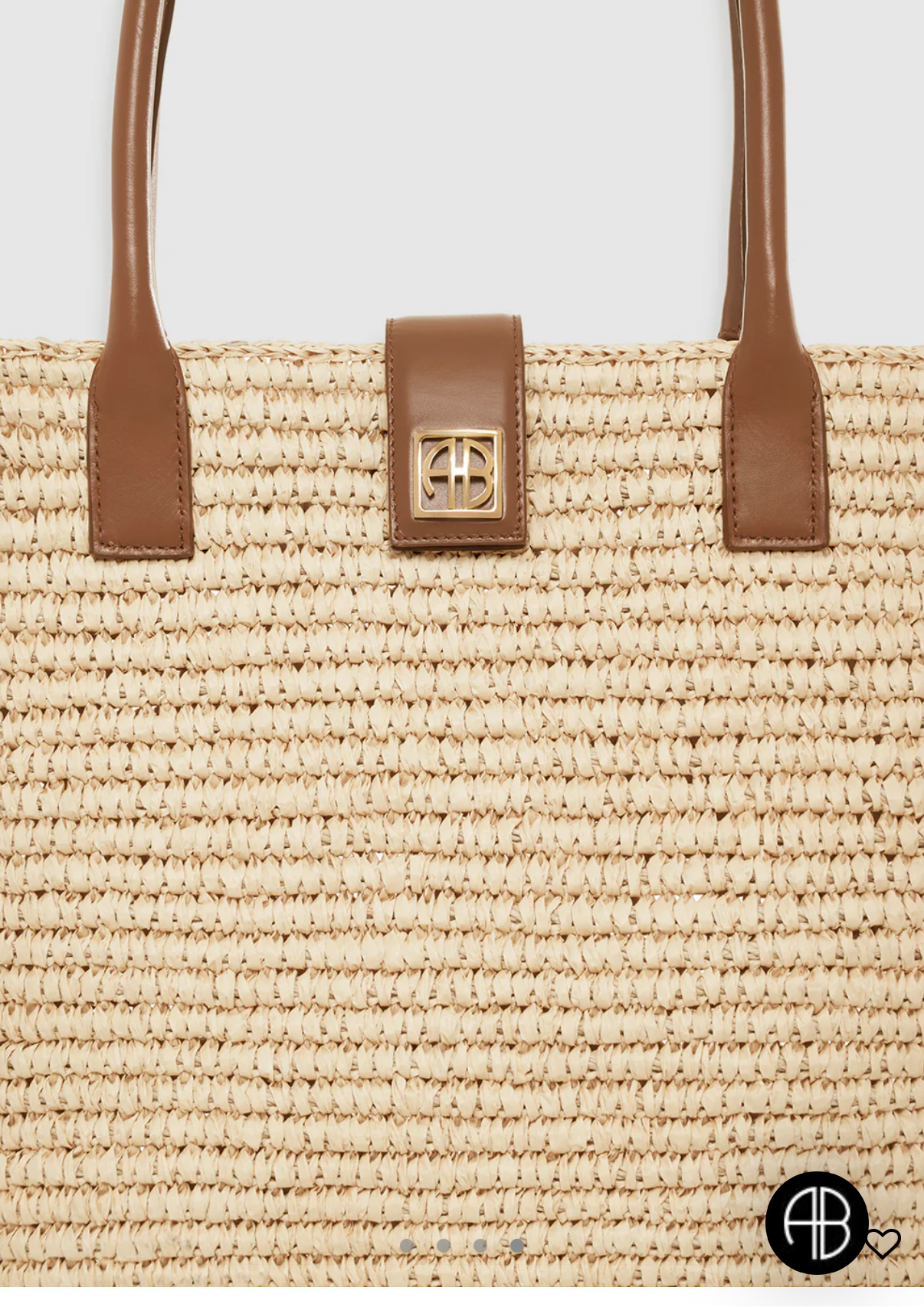 Anine Bing Lou Tote Monogram Natural with Cognac