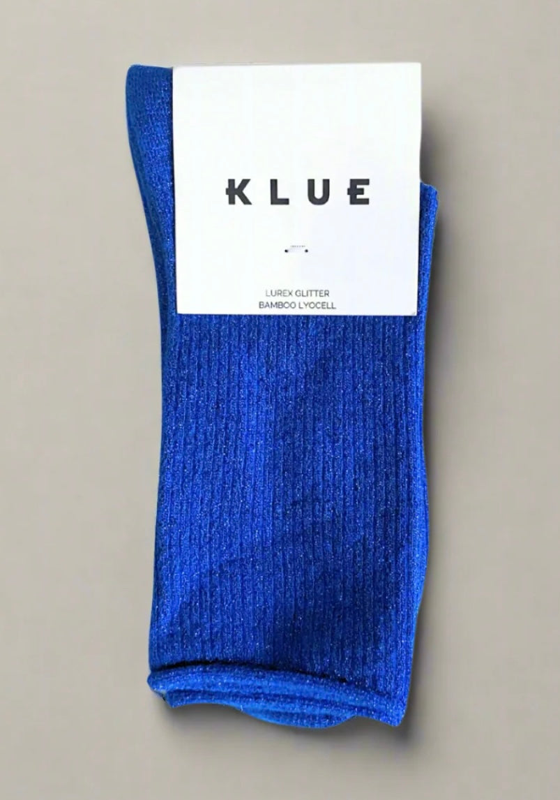 Klue Glitter Lurex socks in Electric Blue