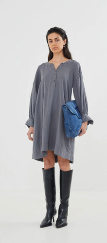 Rabens Saloner - Cotton Double Raglan Dress Minette Antracit Grey