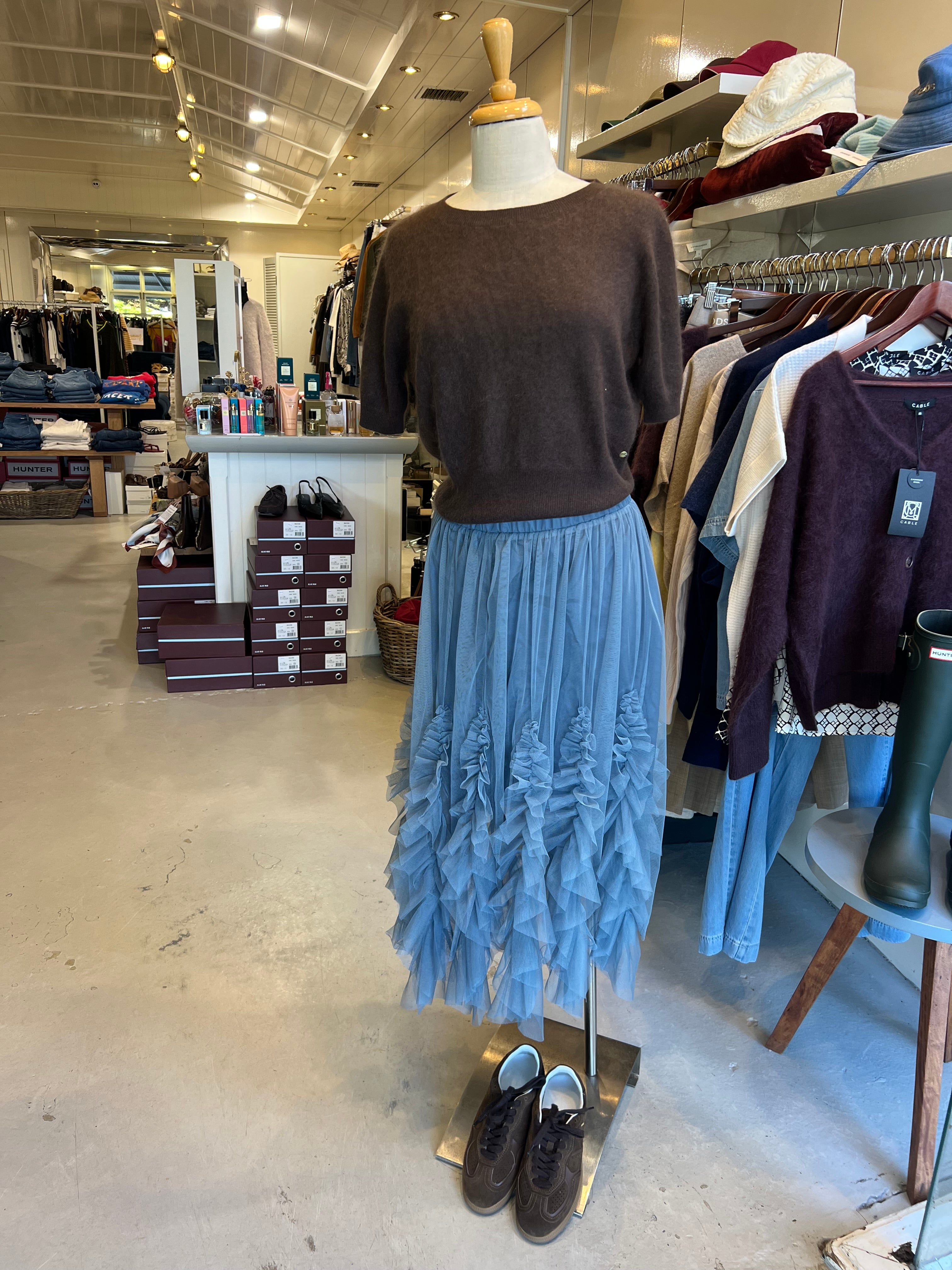 Rabens Saloner Glenda skirt in Dusty Blue
