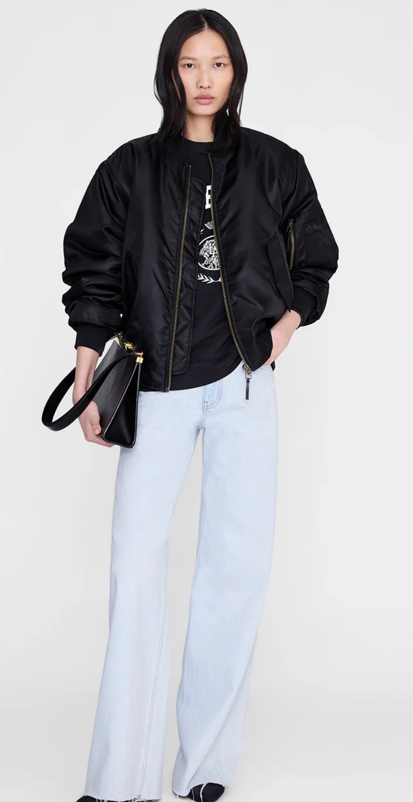 Anine Bing Miles Collegiate Sweatshirt in Vintage Black