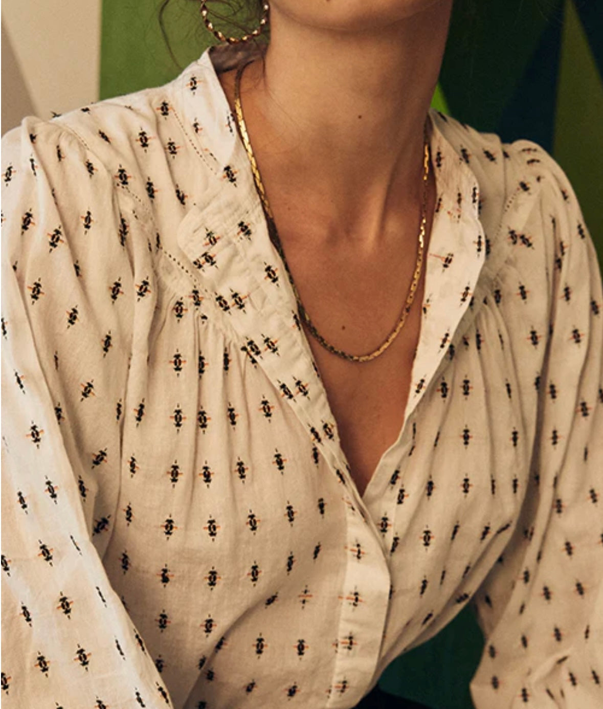 Marie Louise De Monterey ivory embroidered blouse