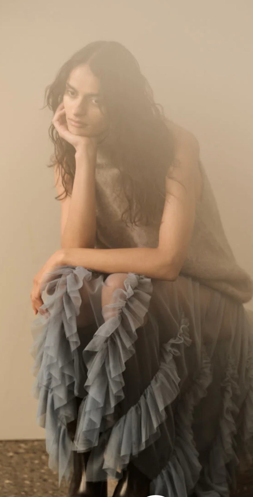 Rabens Saloner Glenda skirt in Dusty Blue